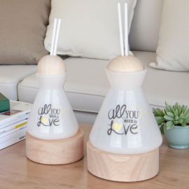 DIFFUSORE ESSENZA IN BOTTIGLIA "ALL YOU NEED IS LOVE" BIANCO PER BOMBONIERE