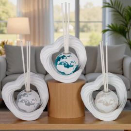 DIFFUSORE ESSENZA PLANISFERO CUORE BOMBONIERE TEMA VIAGGIO