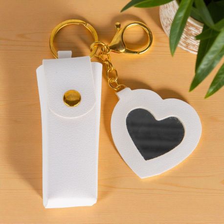 PORTACHIAVE CON SPECCHIETTO A FORMA DI CUORE BOMBONIERA UNICA COMPLEANNO