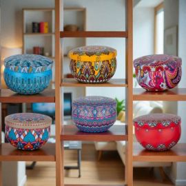 CANDELA IN SCATOLA DI LATTA DECORATA STILE MOSAICO ASSORTITE BOMBONIERA PER EVENTI SPECIALI