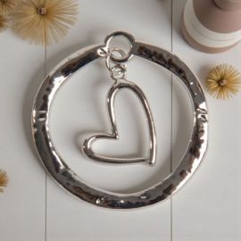 CIONDOLO TONDO CON CUORE ACCESSORIO PER BOMBONIERE ESCLUSIVE