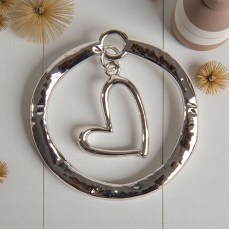 CIONDOLO TONDO CON CUORE ACCESSORIO PER BOMBONIERE ESCLUSIVE