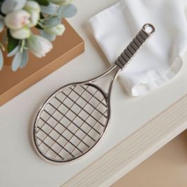 BOMBONIERA RACCHETTA ARGENTATA PER COMUNIONI E COMPLEANNI TEMA TENNIS