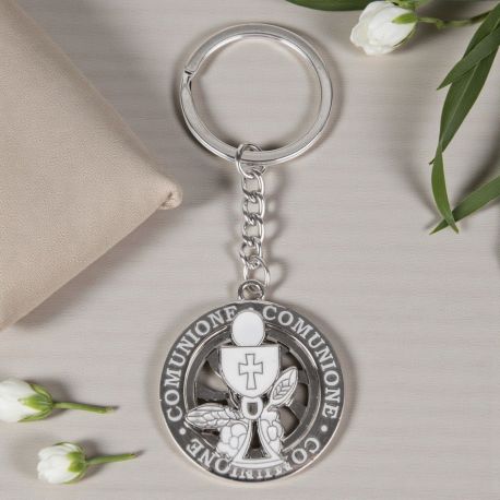 PORTACHIAVI PRIMA COMUNIONE CON SIMBOLI SACRI PER BOMBONIERE ORIGINALI
