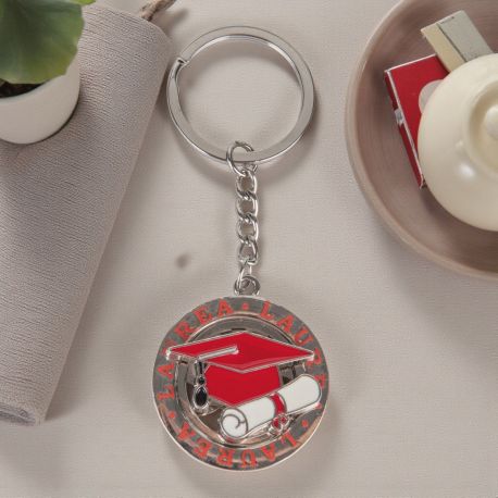 PORTACHIAVI CON SCRITTA LAUREA TOCCO E PERGAMENA BOMBONIERA ORIGINALE PER FESTA