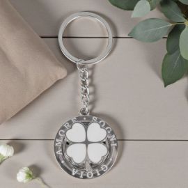PORTACHIAVI CON SCRITTA AMORE E QUADRIFOGLIO PORTAFORTUNA
