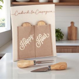 SET COLTELLINI FORMAGGIO IN BOX TESSUTO BOMBONIERE ORIGINALI NOZZE