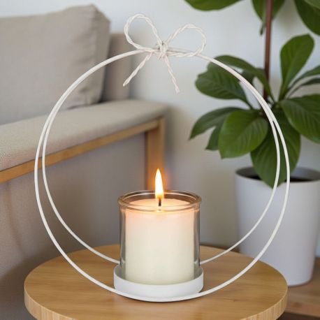 PORTA CANDELA CON ARCO CHIUSO E FIOCCO INTRECCIATO PER BOMBONIERE ORIGINALI