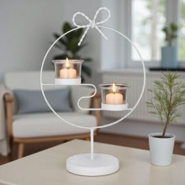 PORTACANDELE ORO DA TAVOLO CON DUE VASETTI IN VETRO ELEGANTE BOMBONIERE PARTICOLARI EVENTO