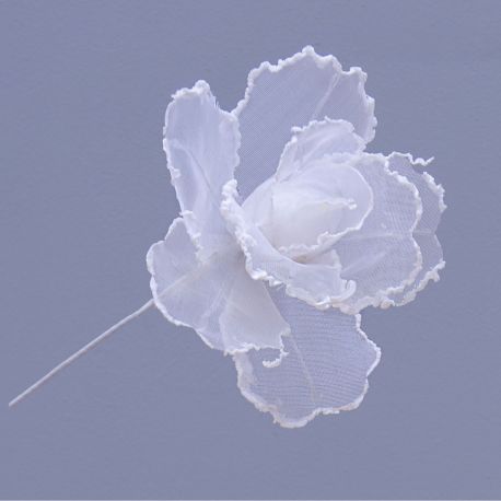 FIORE DECORATIVO A FORMA DI ROSA BIANCO TRASPARENTE PER BOMBONIERE FAI DA TE