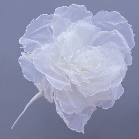 FIORI DECORATIVI ROSA BIANCO O AVORIO IN TESSUTO PER BOMBONIERE