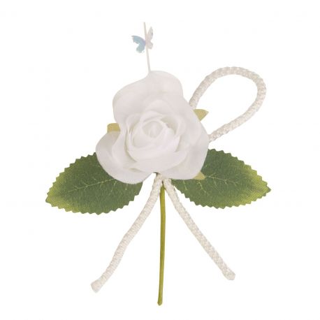 BOMBONIERA FAI DA TE: FIORE DECORATIVO A FORMA DI ROSA CON FARFALLA