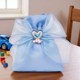 SACCHETTINO PORTACONFETTI CON CUORICINO E NUVOLETTA PER NASCITA BIMBO