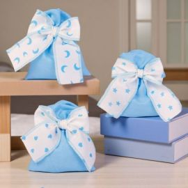 SACCHETTINO PER CONFETTI CON FIOCCO IIN FANTASIE ASSORTITE PER NASCITA E BATTESIMO