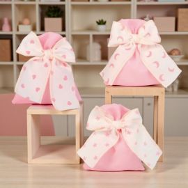 SACCHETTO CONFETTI CON FIOCCO ASSORTITO IN TRE MODELLI NASCITA BIMBA