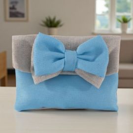 SACCHETTINO A BUSTA CON DOPPIO FIOCCO PER BOMBONIERE NASCITA BAMBINO