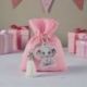 SACCHETTO PER CONFETTI CON ELEFANTINO CON PAPILLON ROSA, NASCITA BIMBA ORIGINALE