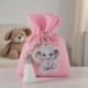 SACCHETTO PER CONFETTI CON ELEFANTINO CON PAPILLON ROSA, NASCITA BIMBA ORIGINALE
