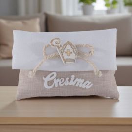 SACCHETTO PORTACONFETTI CON SCRITTA CRESIMA E SIMBOLI SACRI