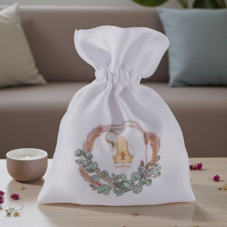 SACCHETTO PER CONFETTI CON SIMBOLI SACRI PER LA SANTA CRESIMA