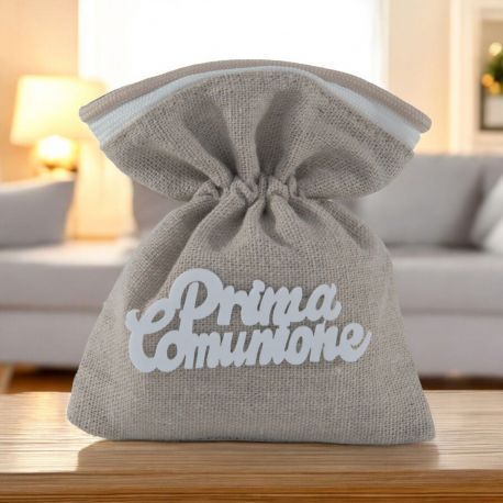 SACCHETTINO PER CONFETTI CON SCRITTA PRIMA COMUNIONE