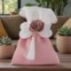 SACCHETTO PER CONFETTI CON FIOCCO E FIORE ROSA ANTICO ELEGANZA PER MATRIMONIO