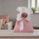 SACCHETTO PER CONFETTI CON FIOCCO E FIORE ROSA ANTICO ELEGANZA PER MATRIMONIO