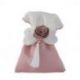 SACCHETTO PER CONFETTI CON FIOCCO E FIORE ROSA ANTICO ELEGANZA PER MATRIMONIO