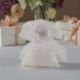 SACCHETTO PER CONFETTI CON FIOCCO IN ORGANZA E ROSA CENTRALE PER MATRIMONI