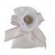 SACCHETTO PORTACONFETTI IN ORGANZA BIANCO CON ROSA PER MATRIMONIO E ANNIVERSARIO