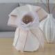 SACCHETTINO PORTACONFETTI CON FIOCCO E ROSA CENTRALE BIANCA E BEIGE