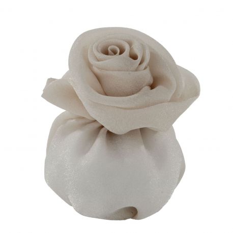 SACCHETTINO PORTACONFETTI CON CHIUSURA A ROSA PER BOMBONIERE E SWEET TABLE