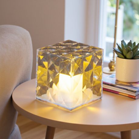 CUBO LUMINOSO EFFETTO DIAMANTE CON MODULO LED PER BOMBONIERE ORIGINALI