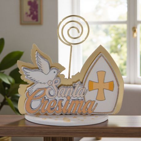 MEMOCLIP CON COLOMBA E MITRA IDEALE PER SEGNAPOSTO SANTA CRESIMA