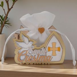 SCATOLINA PER CONFETTI CON COLOMBA E MITRA, IDEALE PER LA COMUNIONE