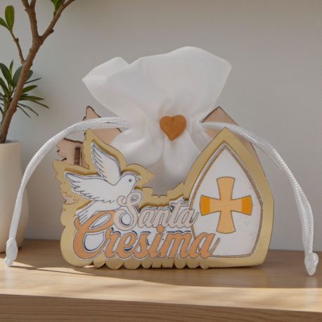 SCATOLINA PER CONFETTI CON COLOMBA E MITRA, IDEALE PER LA COMUNIONE