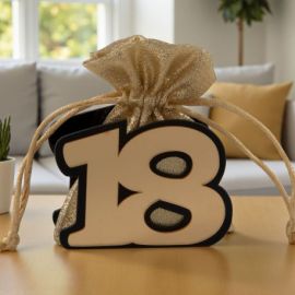 BOMBONIERA SCATOLINA A FORMA DI NUMERO 18 PER DICIOTTESIMO COMPLEANNO