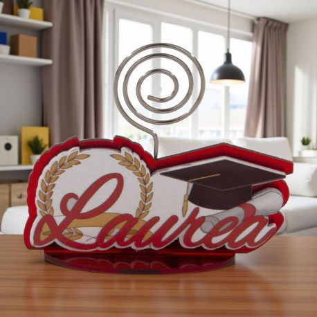 MEMOCLIP LAUREA IN LEGNO CON PERGAMENA E CORONA D’ALLORO ORIGINALI