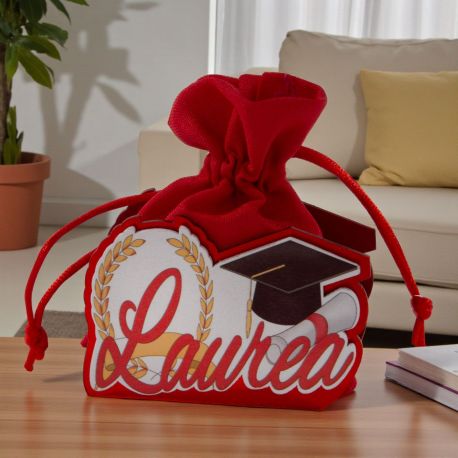 SCATOLINE PER CONFETTI LAUREA IN LEGNO CON PERGAMENA, TOCCO E CORONA D’ALLORO