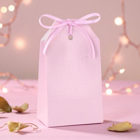 SCATOLINA PORTACONFETTI ROSA A FORMA DI TAG PER EVENTI UNICI