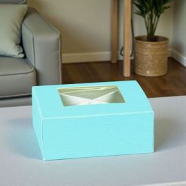 SCATOLINA QUADRATA PER CONFETTI CELESTE CON DIVISORI INTERNI PER EVENTI UNICI