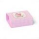 SCATOLA PER CONFETTI A QUADRETTI ROSA E BIANCA CON TENERO ELEFANTINO CON FIOCCO