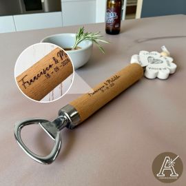APRIBOTTIGLIE IN LEGNO CON QUADRIFOGLIO BIANCO BOMBONIERA MATRIMONIO PERSONALIZZABILE