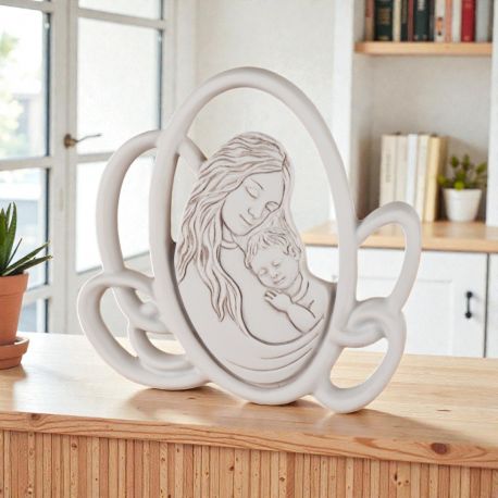 QUADRETTO MODERNO MAMMA E BAMBINO: BOMBONIERA UNICA PER BATTESIMO