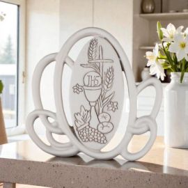 ICONA MODERNA CON OVALI E CALICE PER BOMBONIERE COMUNIONE