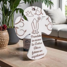 CROCE DA PARETE MODERNA CON MITRA E BASTONE PER CRESIMA