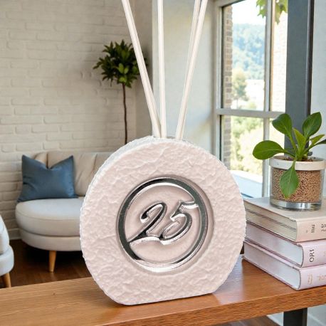 BOMBONIERA PROFUMATORE TONDO PER NOZZE D'ARGENTO 25 ANNI