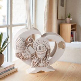 DIFFUSORE A FORMA DI CUORE PER BOMBONIERE COMUNIONE E CRESIMA