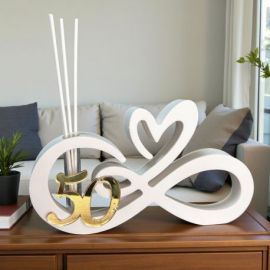 PROFUMATORE INFINITO E CUORE CON N°50 PER NOZZE D'ORO UNICHE