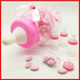 Decorazioni Festa Nascita Bambina 18 Biberon Portaconfetti Rosa per Baby Shower Femminuccia o Bomboniera Battesimo 4cm*4cm*9cm -18Pz 